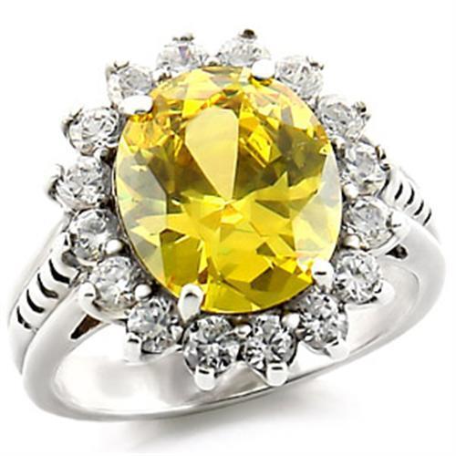 High Polished 925 Sterling Silver Ring with AAA Grade CZ  in Citrine