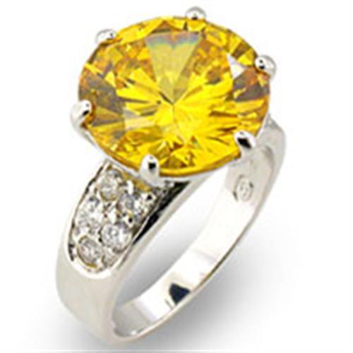 High Polished 925 Sterling Silver Ring with AAA Grade CZ  in Citrine