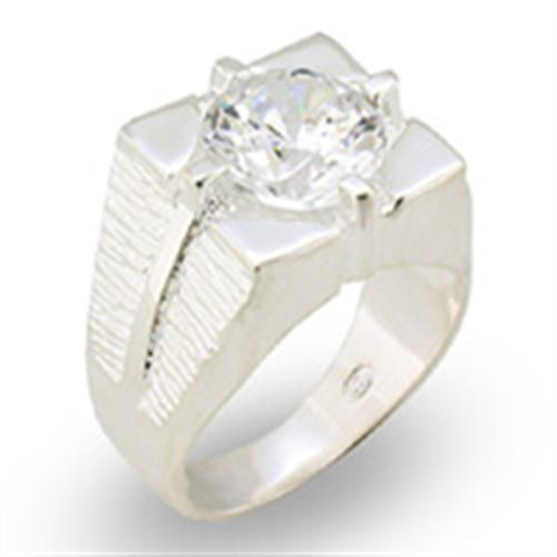 High Polished 925 Sterling Silver Ring with AAA Grade CZ  in Clear