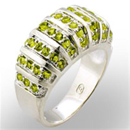 High Polished 925 Sterling Silver Ring with Synthetic Spinel in Peridot
