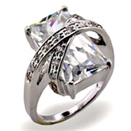 High Polished 925 Sterling Silver Ring with AAA Grade CZ  in Clear