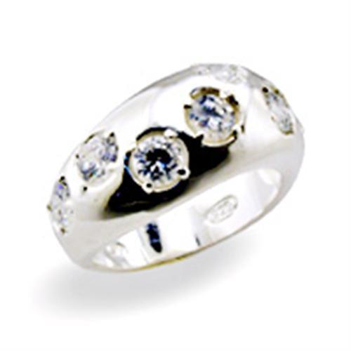 High Polished 925 Sterling Silver Ring with AAA Grade CZ  in Clear
