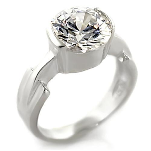 High Polished 925 Sterling Silver Ring with AAA Grade CZ  in Clear