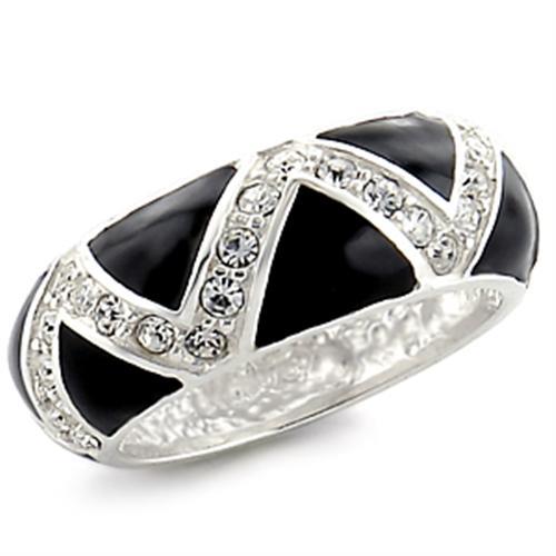 High Polished 925 Sterling Silver Ring with Top Grade Crystal  in Clear