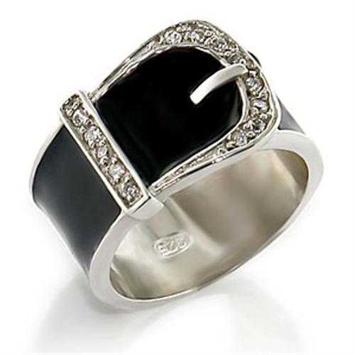High Polished 925 Sterling Silver Ring with Top Grade Crystal  in Clear