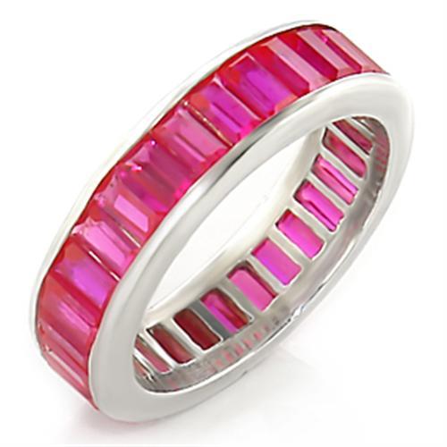 High Polished 925 Sterling Silver Ring with Synthetic Garnet in Ruby