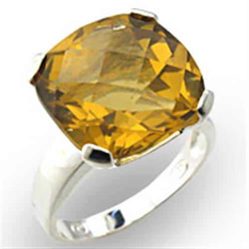 High Polished 925 Sterling Silver Ring with Semi Precious Citrine in Citrine