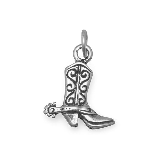 Authentic 925 Sterling Silver Cowboy Boot Women's Charm for Bracelet or Necklace