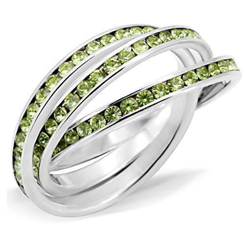 High Polished 925 Sterling Silver Ring with Top Grade Crystal  in Peridot