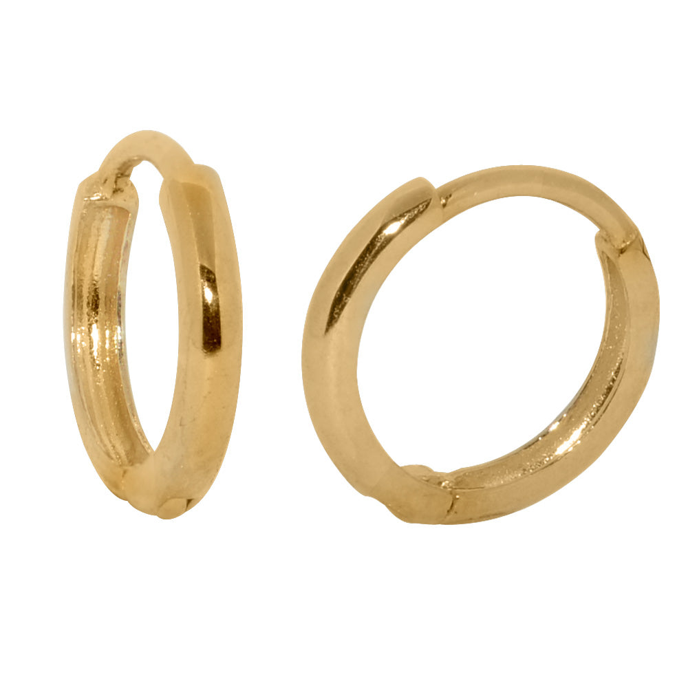 Genuine 14k Yellow Gold Extra Small 1.5mm Thin Hinged Hoop Earrings - 8mm Diameter