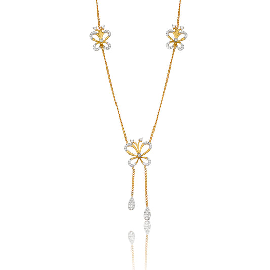 Yellow Gold Overlay 0.50 ct TDW White Diamond Butterfly Necklace