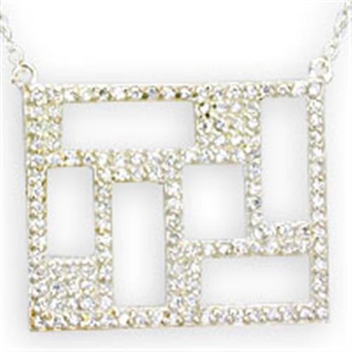 High Polished 925 Sterling Silver Necklace with AAA Grade CZ  in Clear