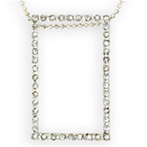 High Polished 925 Sterling Silver Chain Pendant with Top Grade Crystal  in Clear