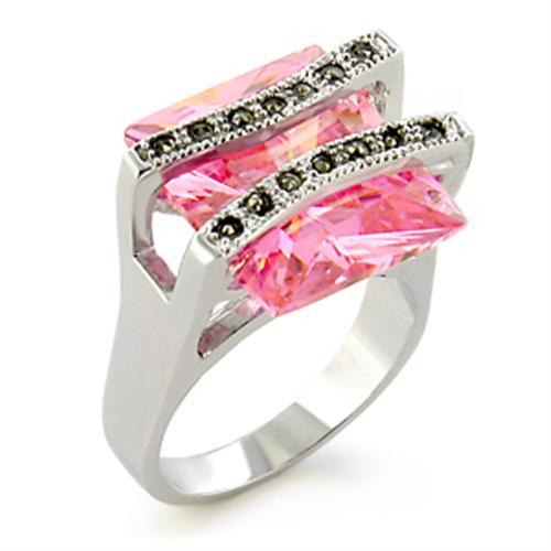 Antique Tone 925 Sterling Silver Ring with AAA Grade CZ  in Rose