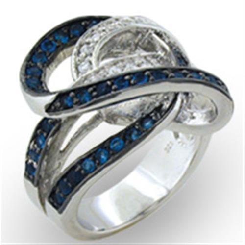Rhodium + Ruthenium 925 Sterling Silver Ring with Synthetic Spinel in Sapphire