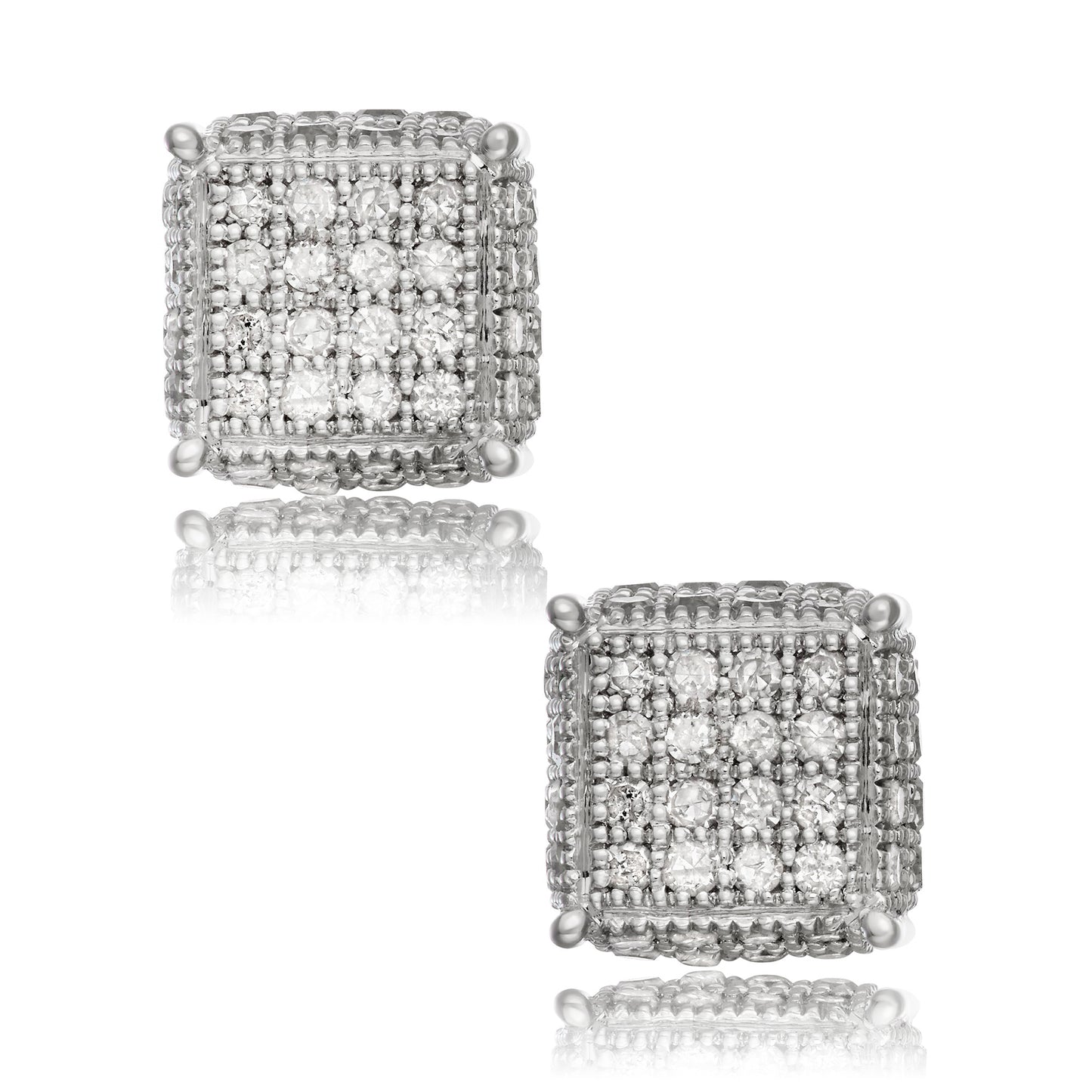 Sterling Silver 0.5ct TDW White Diamond Square Box Stud Earrings