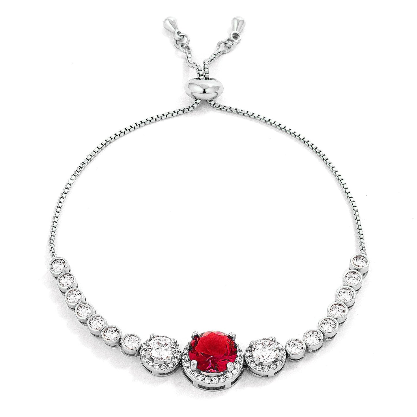 Adjustable Silvertone Cubic Zirconia Bolo Tennis Bracelet