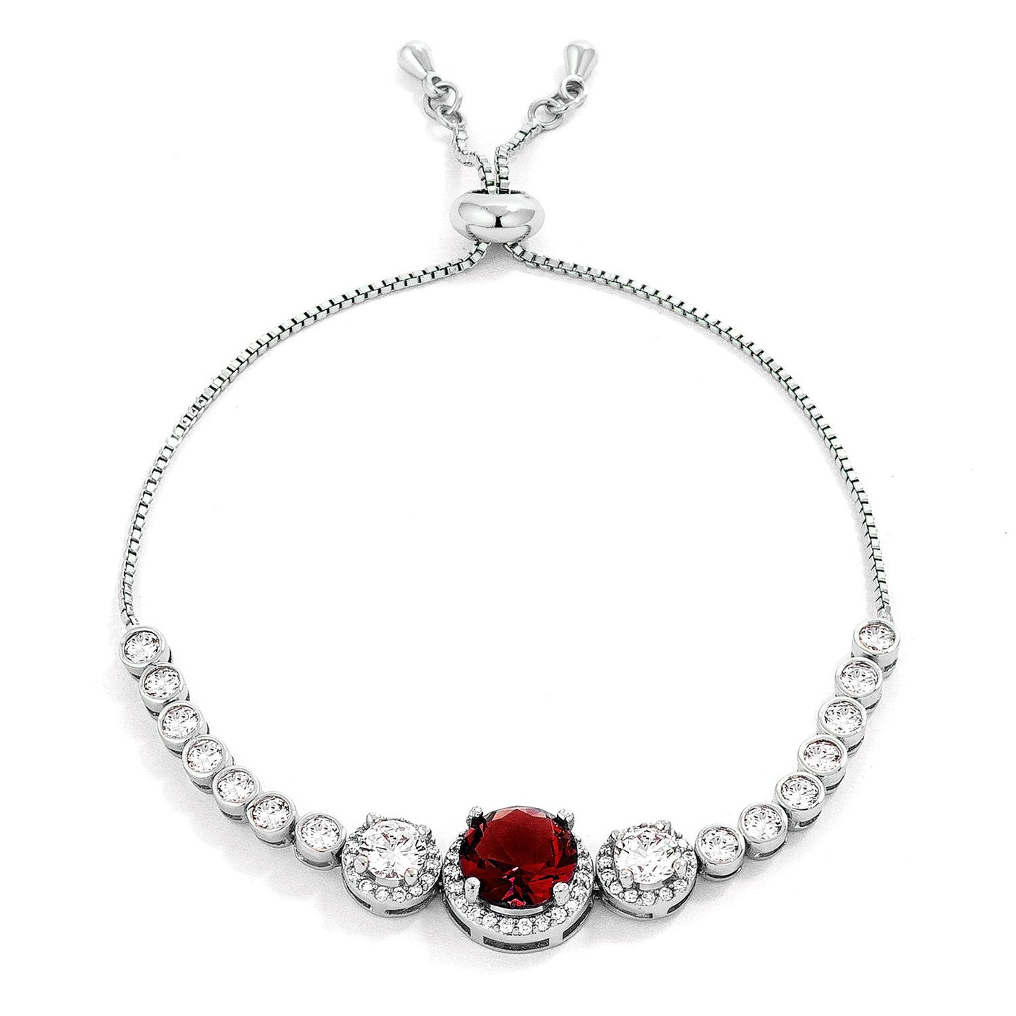Adjustable Silvertone Cubic Zirconia Bolo Tennis Bracelet