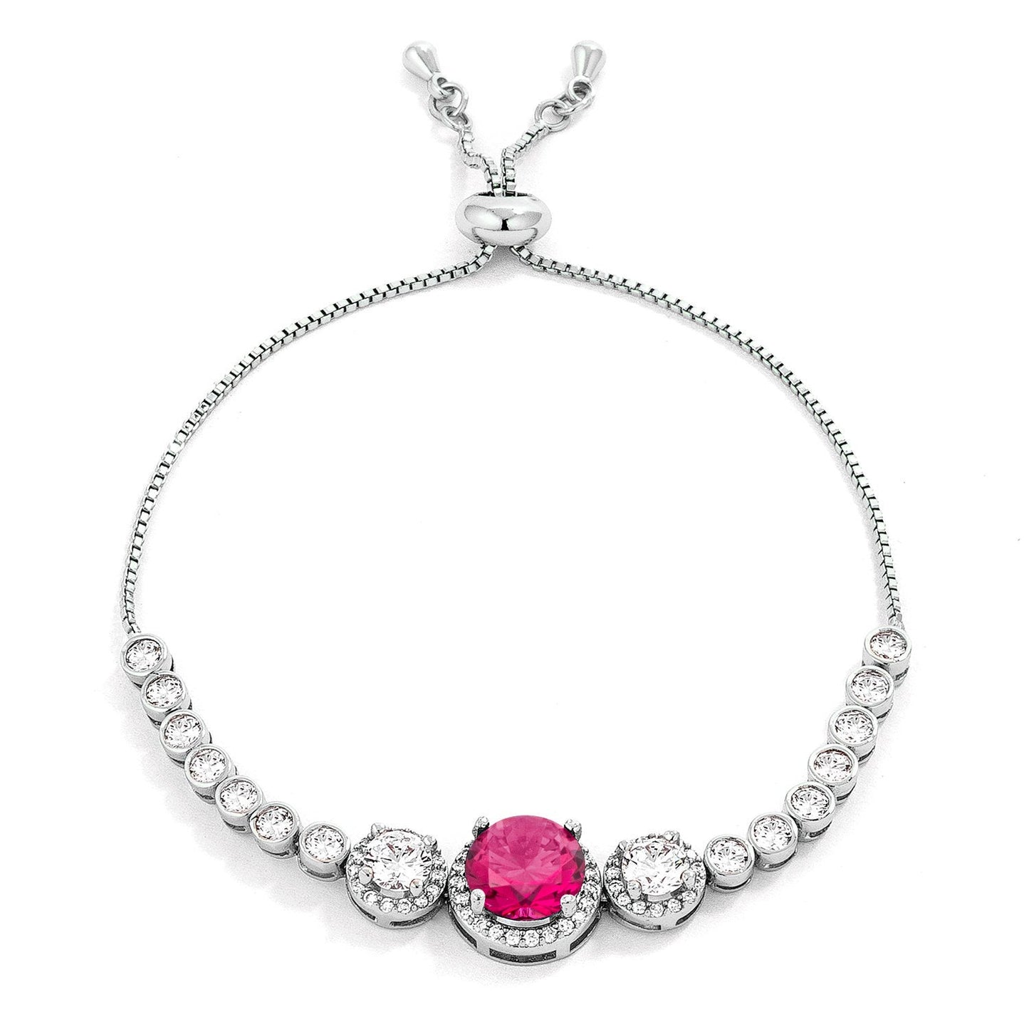 Adjustable Silvertone Cubic Zirconia Bolo Tennis Bracelet