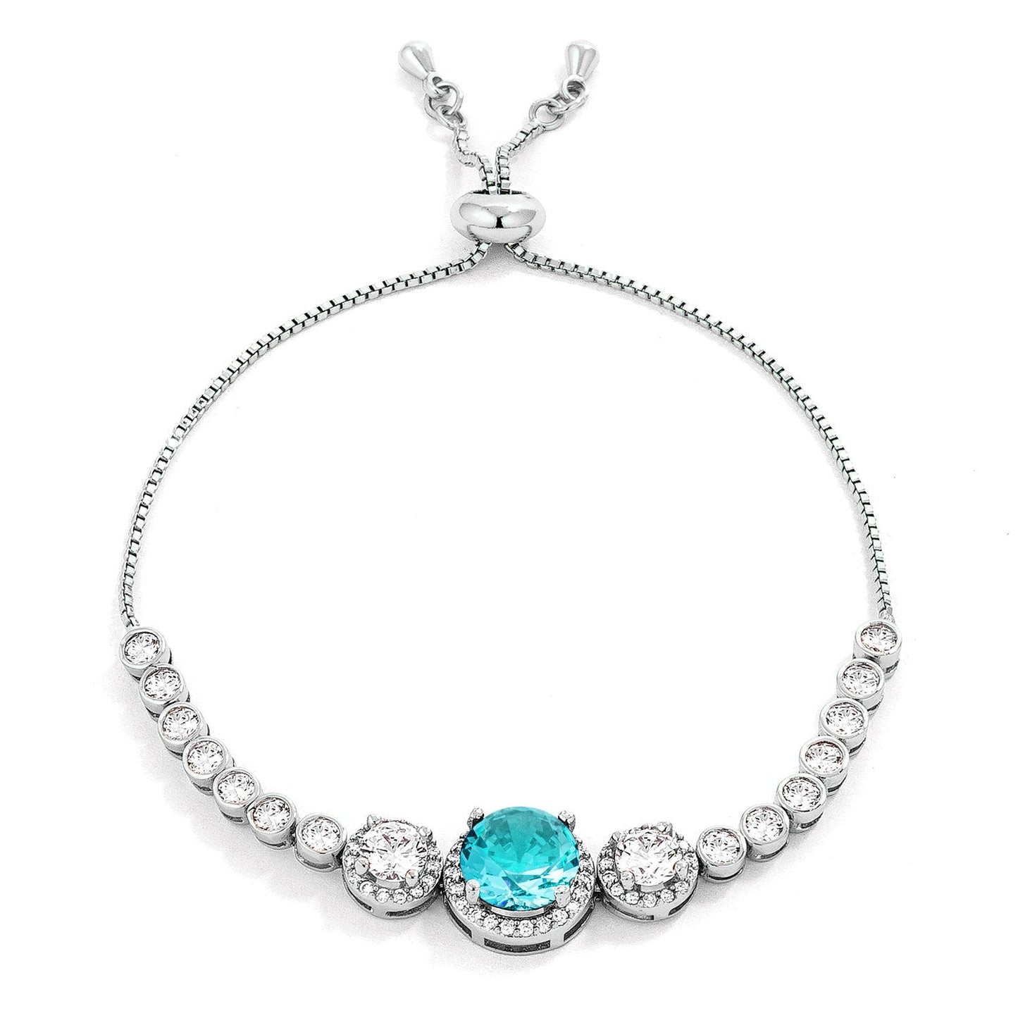 Adjustable Silvertone Cubic Zirconia Bolo Tennis Bracelet