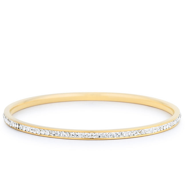 Silvertone, Goldtone or Black Thin Crystal Bangle Bracelet