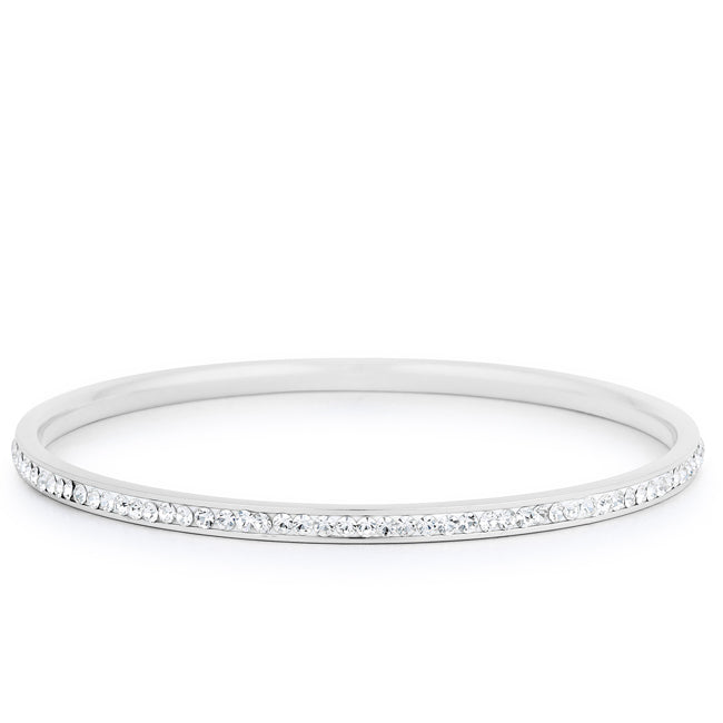 Silvertone, Goldtone or Black Thin Crystal Bangle Bracelet