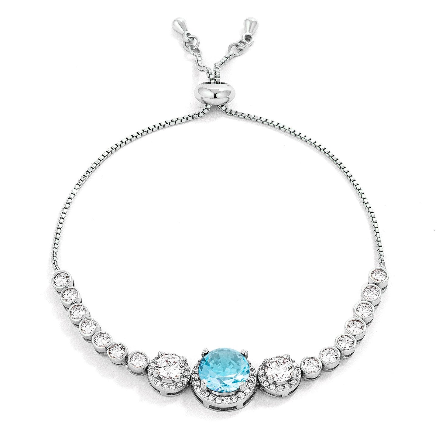Adjustable Silvertone Cubic Zirconia Bolo Tennis Bracelet