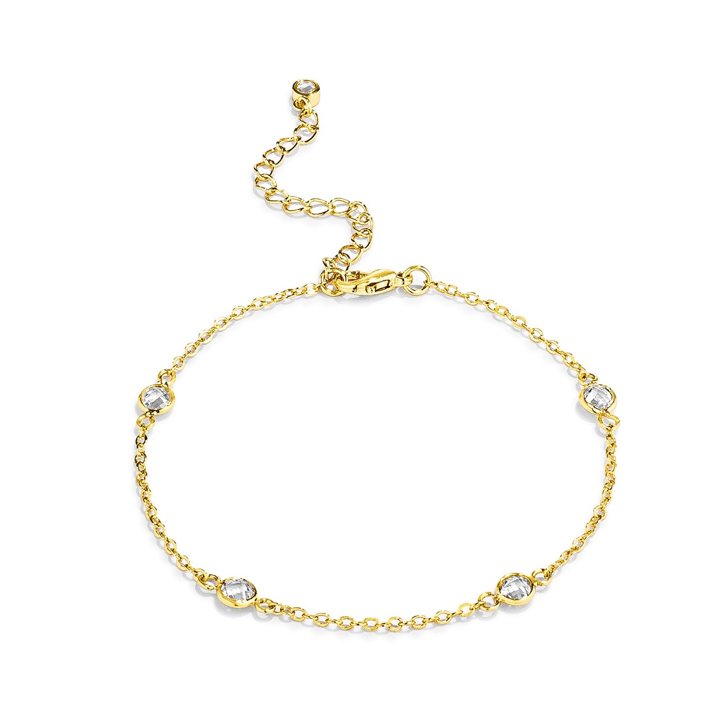 Silvertone or Goldplated 1ct Cubic Zirconia Round Bezel Bracelet