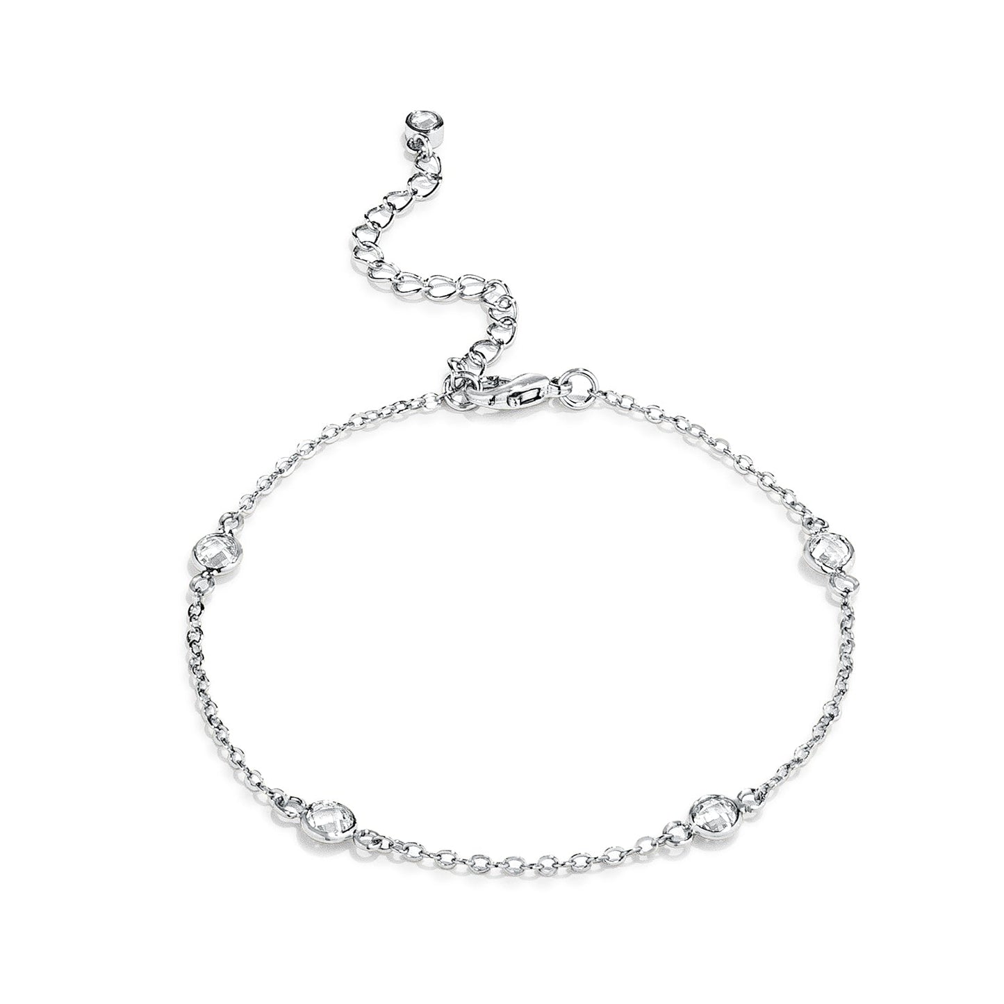 Silvertone or Goldplated 1ct Cubic Zirconia Round Bezel Bracelet