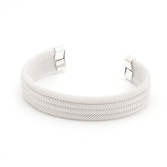 Silvertone Linear 3-Row Mesh Cuff