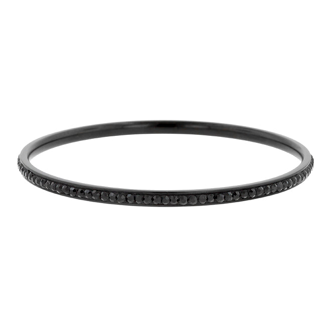 Silvertone, Goldtone or Black Thin Crystal Bangle Bracelet