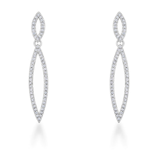 Silvertone Cubic Zirconia Dangling Marquise Shaped Earrings