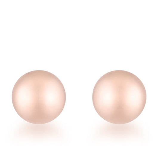 Rose Goldtone Stainless Steel 6mm Sphere Earrings Studs