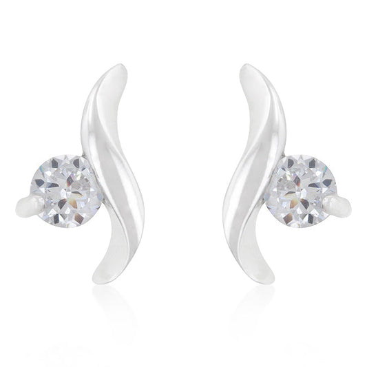 Silvertone Round Cubic Zirconia Twisting Drop Earrings