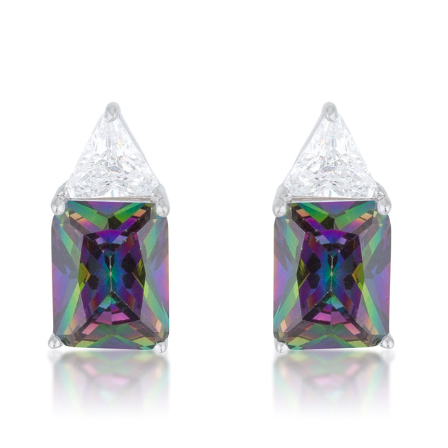 Silvertone 9mm Cubic Zirconia Earrings