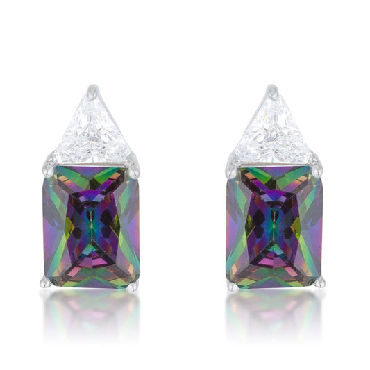 Silvertone 9mm Cubic Zirconia Earrings