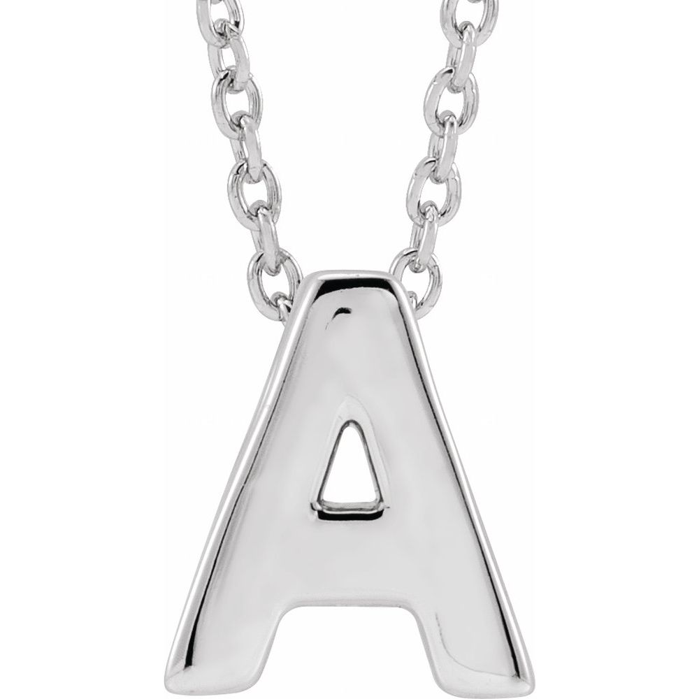 Genuine 14K White Gold Initial A Pendant Slide Necklace