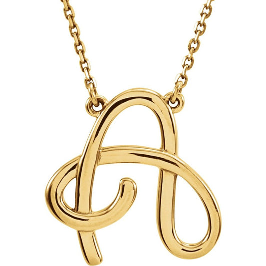 Authentic 925 Authentic Sterling Silver 0.64" Script Font B Letter 16" Initial Necklace