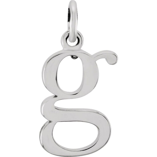 Authentic 925 Authentic Sterling Silver 0.48" Lowercase G Initial 16" Letter Necklace