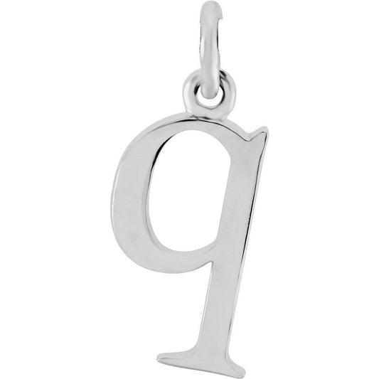 Authentic 925 Authentic Sterling Silver 0.45" Lowercase Q Initial 16" Letter Necklace