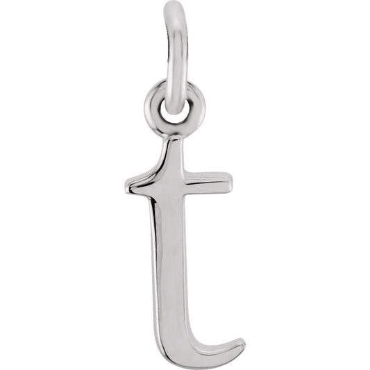 Authentic 925 Authentic Sterling Silver 0.41" Lowercase T Initial 16" Letter Necklace