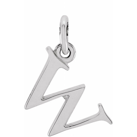 Unisex Authentic Sterling Silver Lowercase W Initial 16 Inch Necklace