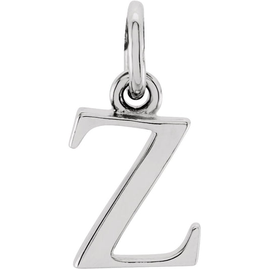 Unisex Authentic Sterling Silver Lowercase Z Initial 16 Inch Necklace
