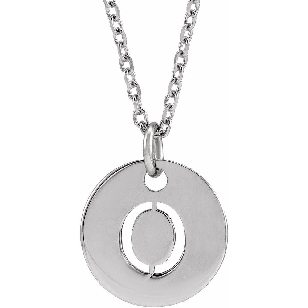 Authentic 925 Silver 0.39" Initial O Disc Letter Adjustable 16-18" Necklace