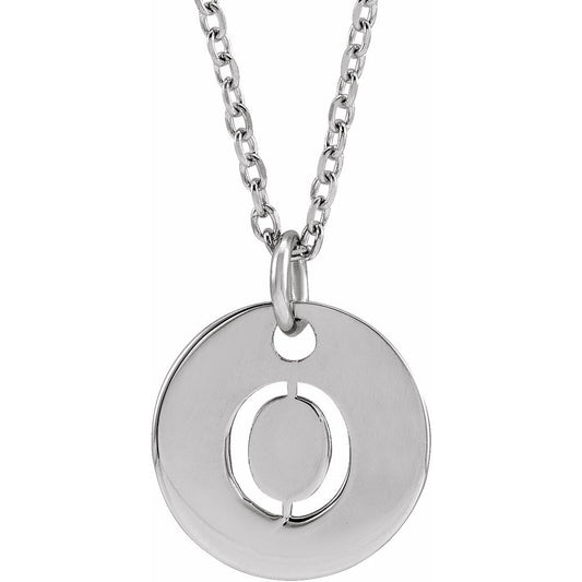 Authentic 925 Silver 0.39" Initial O Disc Letter Adjustable 16-18" Necklace