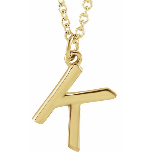 18K Yellow Gold Plated 925 Silver 0.36" Letter K Dangling 16" Initial Necklace
