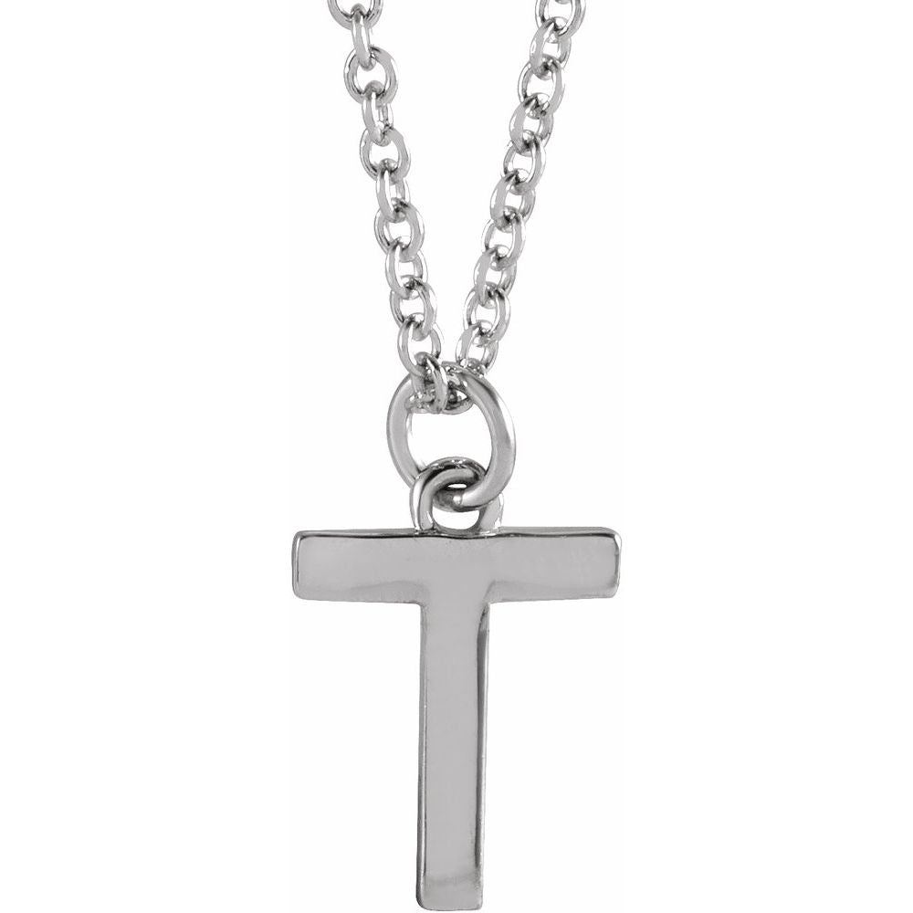 Authentic 925 Authentic Sterling Silver 0.37" Letter T Dangle Pendant 18" Initial Necklace