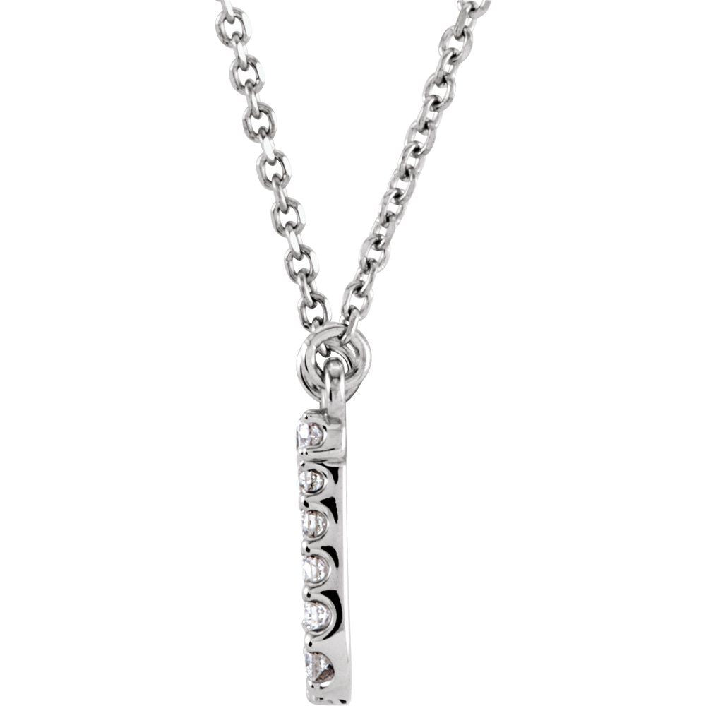 Genuine 14k White Gold 1/10ct Diamond 0.40" Letter J Pendant 16" Initial Necklace