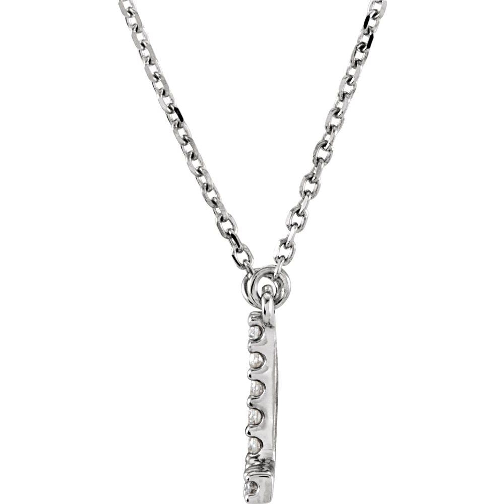 Genuine 14k White Gold .08ct Diamond 0.35" Letter L Pendant 16" Initial Necklace