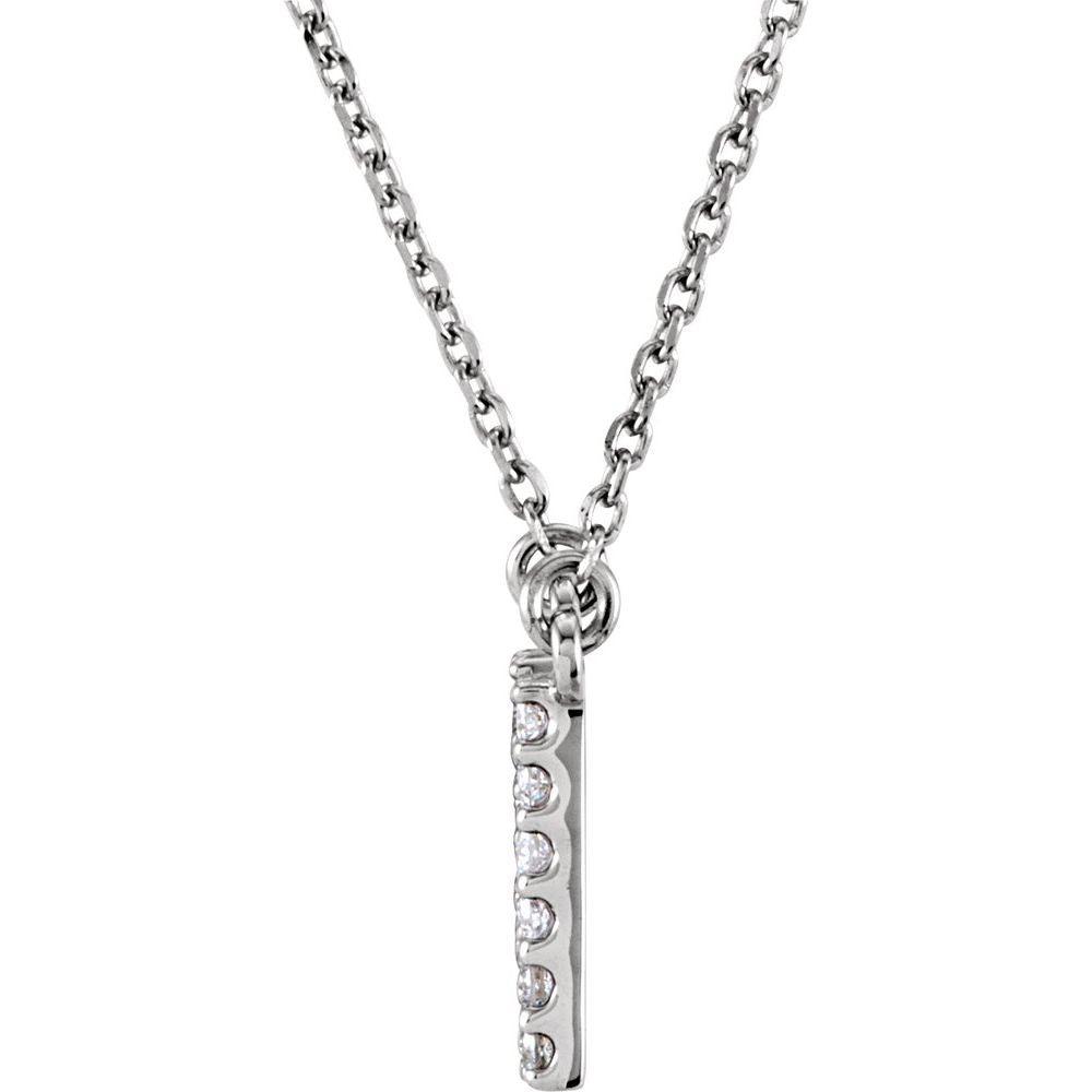 Genuine 14k White Gold 1/8ct Diamond 0.44" Letter N Pendant 16" Initial Necklace